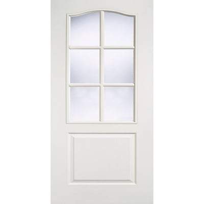 Classical Moulded White Primed 6 Glazed Clear Light Panels Interior Door - 1981mm x 838mm - LPD Doors