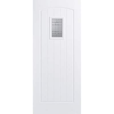 Cottage White GRP Pre-Finished 1 Double Glazed Lead Light Panel External Door - 2032mm x 813mm - LPD Doors
