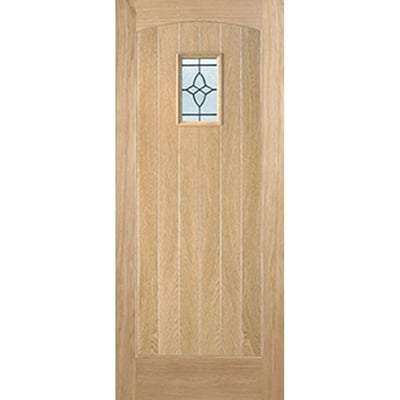 Cottage Oak Unfinished 1 Double Glazed Lead Light Panel External Door - 2083mm x 864mm - LPD Doors