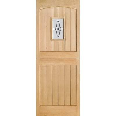 Cottage Stable Oak Unfinished 1 Double Glazed Lead Light Panel External Door - 1981mm x 762mm - LPD Doors