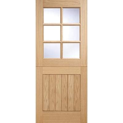 Cottage Stable Oak Unfinished 6 Double Glazed Clear Light Panels External Door - 1981mm x 838mm - LPD Doors