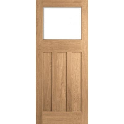 LPD DX 30's Style Oak Unfinished 1 Unglazed Light Panel Internal Door - All Sizes - Build4less