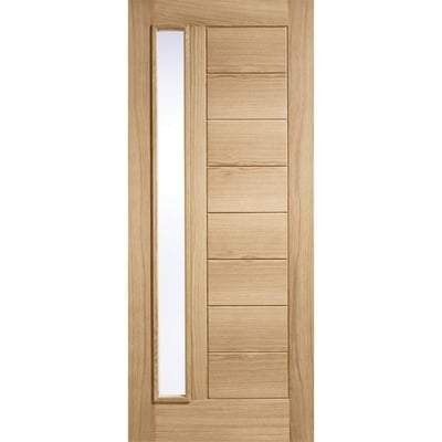 Goodwood Oak Unfinished 1 Double Glazed Frosted Light Panel External Door - 2032mm x 813mm - LPD Doors