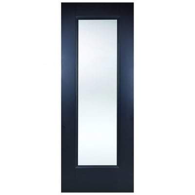 Eindhoven Black Primed 1 Glazed Clear Bevelled Light Panel Interior Door - 1981mm x 838mm - LPD Doors