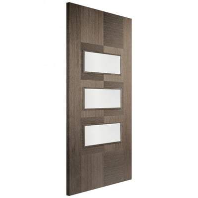 Apollo Chocolate Grey Pre-Finished 3 Glazed Clear Light Panels Interior Door - 1981mm x 686mm - LPD Doors