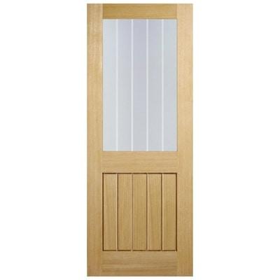 Oak Belize 1 Light Panel Silkscreen Glazed Un-Finished Internal Door - 2040mm x 626mm - LPD Doors
