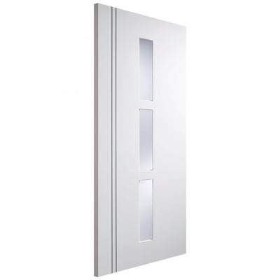 Sierra Blanco White Pre-Finished 3 Glazed White Frosted Panels Interior Door - 1981mm x 838mm - LPD Doors