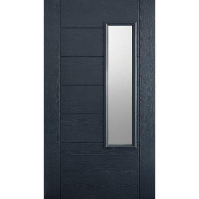 Newbury Grey GRP Pre-Finished 1 Double Glazed Frosted Light Panel External Door - 2032mm x 813mm - LPD Doors