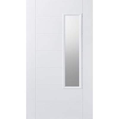 Newbury White GRP Pre-Finished 1 Double Glazed Frosted Light Panel External Door - 2032mm x 813mm - LPD Doors