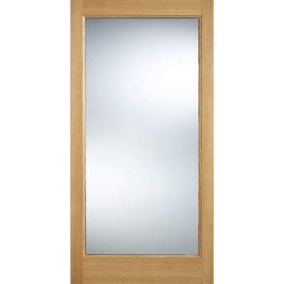 Pattern 10 Oak Unfinished 1 Double Glazed Clear Light Panel External Door - 2032mm x 813mm - LPD Doors