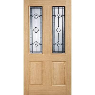 Salisbury Oak Unfinished 2 Part Obscure Double Glazed Light Panels External Door - 2032mm x 813mm - LPD Doors