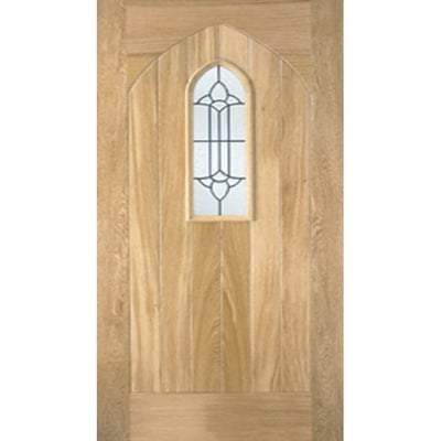 Westminster Oak Unfinished 1 Lead Glazed Light Panel External Door - 1981mm x 762mm - LPD Doors