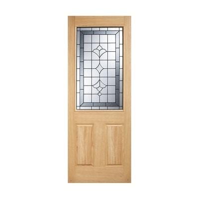 Winchester Oak Unfinished 1 Part Obscure Double Glazed Light Panel External Door - 1981mm x 762mm - LPD Doors