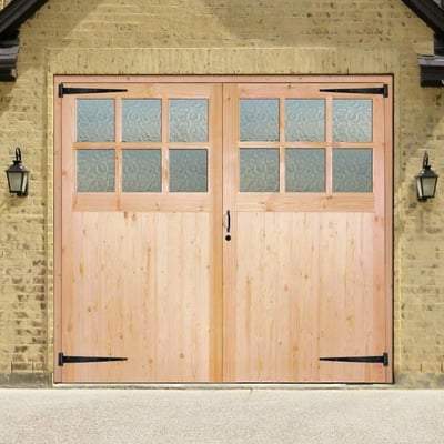 Redwood 12 Glazed Flemish Light Panels Pair Garage Doors - 1981mm x 2135mm - LPD Doors