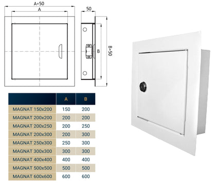 Access Panel Door Metal With Lock, White 300mm x 300mm - Best4Trade-Retail