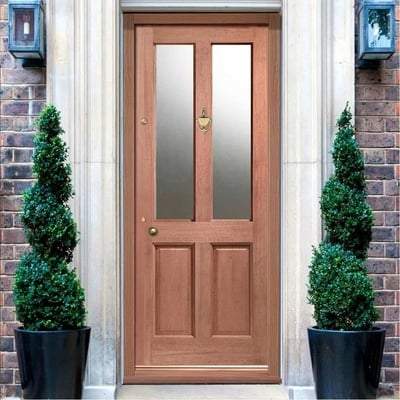 Malton Hardwood Dowelled 2 Double Glazed Frosted Light Panels External Door - 1981mm x 838mm - LPD Doors