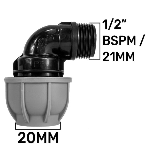 MDPE Elbow 20mm - 1/2" BSPM - Best4Trade-Retail Tech Hose & Fittings