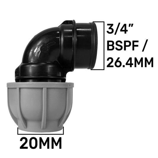 MDPE Elbow 20mm - 3/4" BSPF - Best4Trade-Retail Tech Hose & Fittings