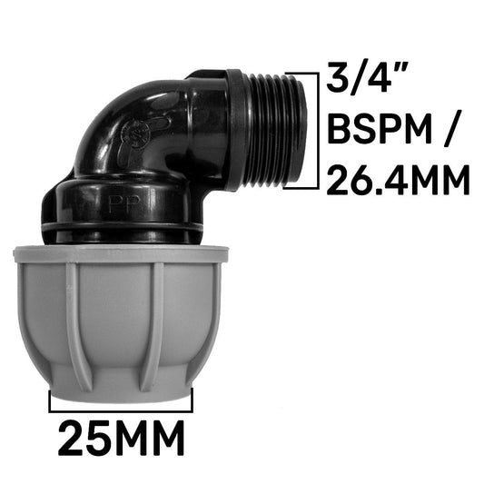 MDPE Elbow 25mm - 3/4" BSPM - Best4Trade-Retail Tech Hose & Fittings