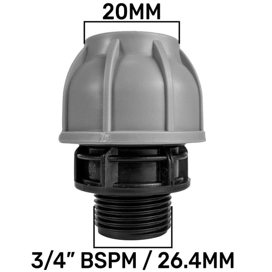 MDPE Straight Joiner 20mm - 3/4" BSPM - Best4Trade-Retail Tech Hose & Fittings