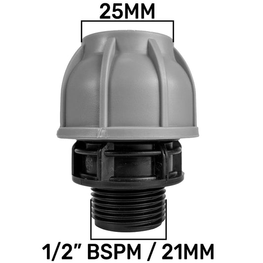 MDPE Straight Joiner 25mm - 1/2" BSPM - Best4Trade-Retail Tech Hose & Fittings