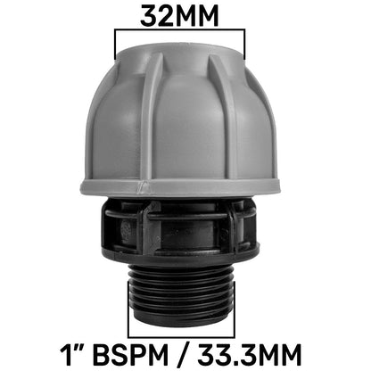 IBC 2” S60X6 Cap with Lever Valve and 32mm MDPE Straight - Best4Trade-Retail