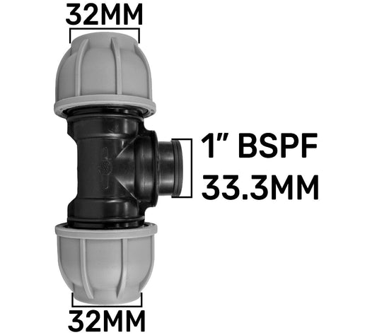 MDPE Tee 32mm - 1" BSPF - 32mm - Best4Trade-Retail Tech Hose & Fittings