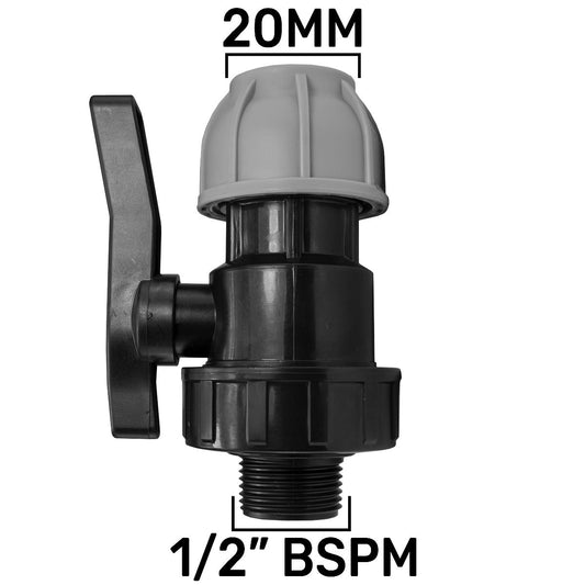 MDPE Valve 20mm - 1/2" BSPM - Best4Trade-Retail Tech Hose & Fittings