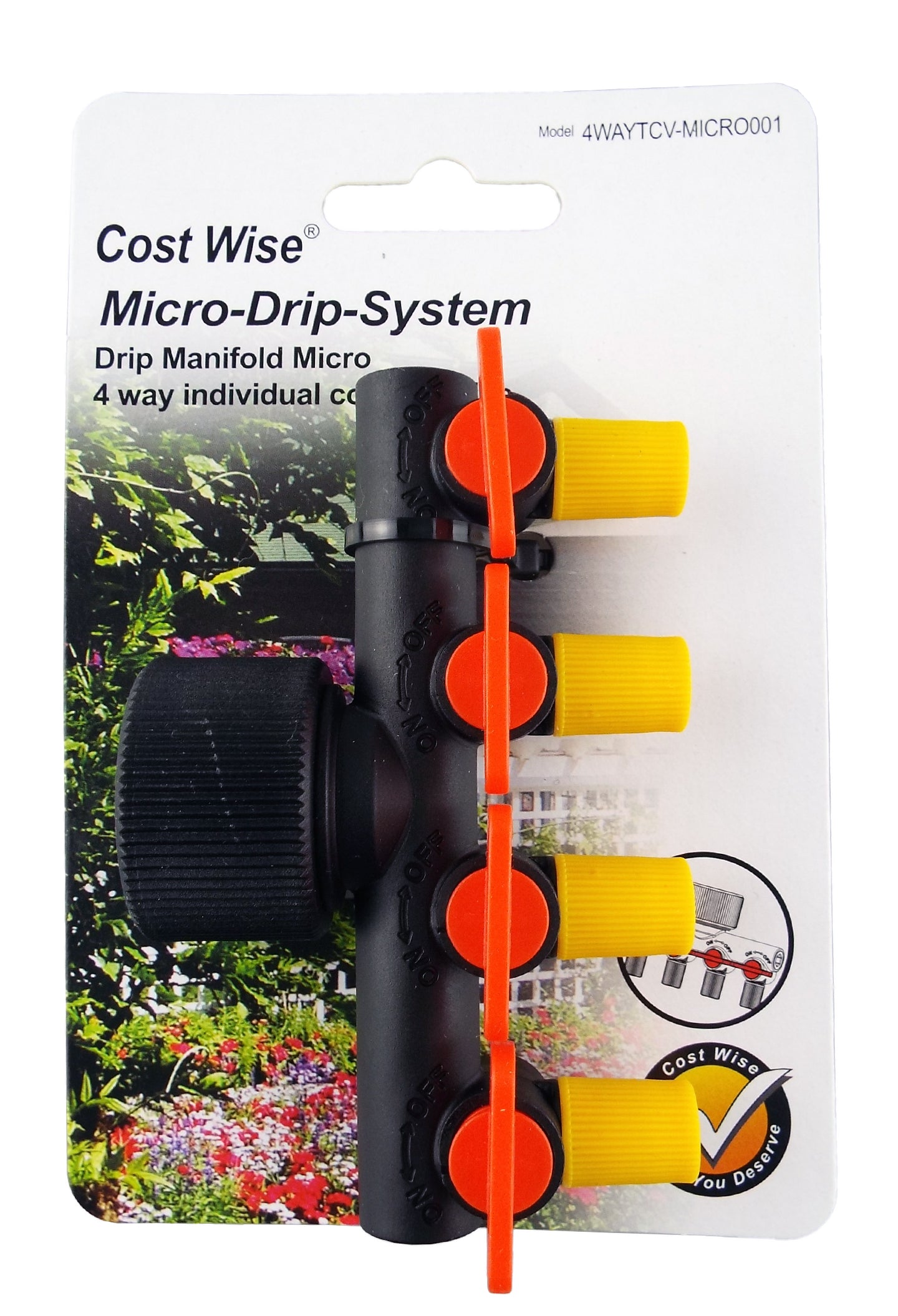 4-Way Manifold with Valves for Micro Irrigation Tube - Best4Trade-Retail Garden watering
