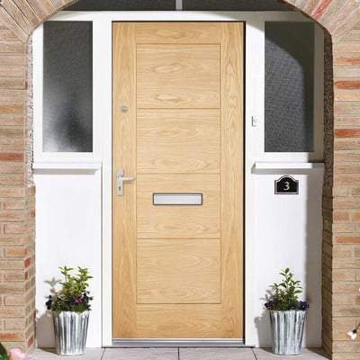Modica Oak Unfinished 4 Panel External Door - 1981mm x 838mm - LPD Doors