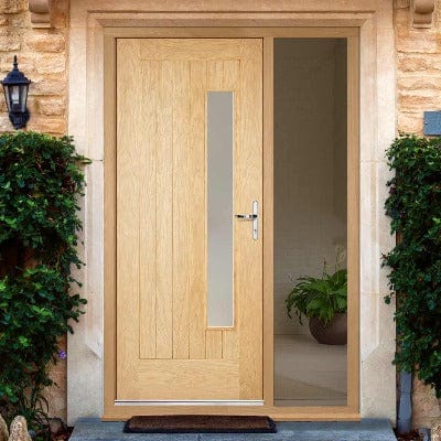 Newbury Oak Unfinished External Door w/ 1 Frosted Double Glazed Light Panel - 1981 x 838mm - LPD Doors