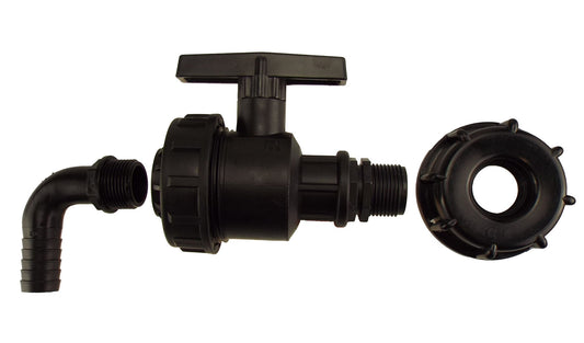 IBC 2” S60X6 Cap with Large Plastic Valve and Pond Elbow 20mm Barb - Best4Trade-Retail