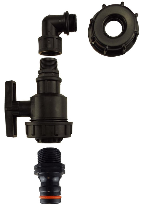 IBC 2” S60X6 Cap with Elbow Fitting, Large Plastic Valve and Male Quick Connector - Best4Trade-Retail
