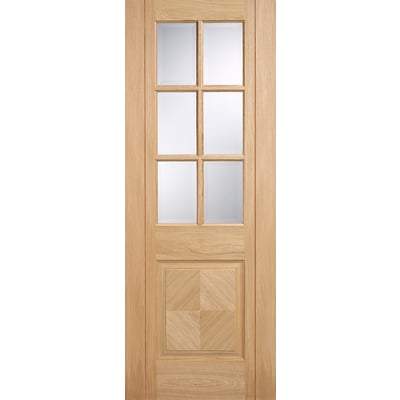 Barcelona 6 Light Clear Bevelled Glass Pre-Finished Oak Internal Door - 1981mm x 838mm - LPD Doors