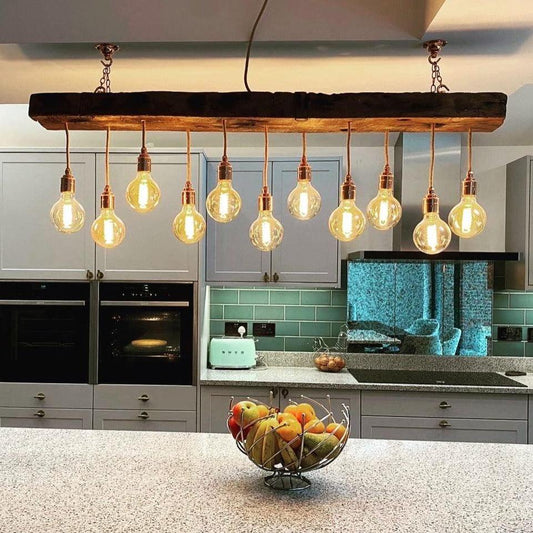 Oak Beam Chandelier | Made to Measure Kitchen Island & Dining Lighting UK