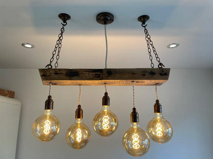 Oak Beam Chandelier | Made to Measure Kitchen Island & Dining Lighting UK