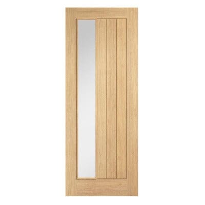Oak Clear Glazed Offest Un-Finished Internal Door - 2032mm x 813mm - LPD Doors