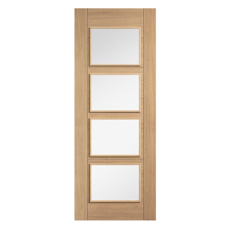 Oak Carini 4 Clear Light Panel Pre-Finished Internal - 1981mm x 838mm - LPD Doors