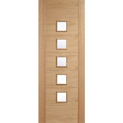 Oak Carini 5 Clear Light Panel Pre-Finished Internal Door - 2040mm x 726mm - LPD Doors