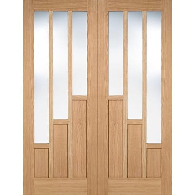 Oak Coventry 3 Light Panel Pair Un-Finished Internal Doors - 1981mm x 1168mm - LPD Doors