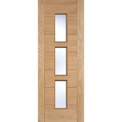LPD Hampshire Oak Pre-Finished 3 Clear Light Panels Internal Door - All Sizes - Build4less