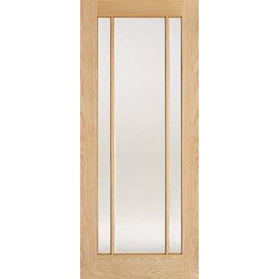 Oak Lincoln 3 Glazed Clear Light Panel Un-Finished Internal Door - 1981mm x 762mm - LPD Doors