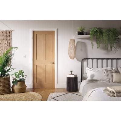 Oak London 4 Panel Un-Finished Internal Fire Door FD30 - 1981mm x 762mm - LPD Doors