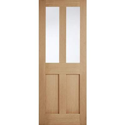 Oak London 2 Glazed Clear Light Panels Un-Finished Internal Door - 1981mm x 838mm - LPD Doors