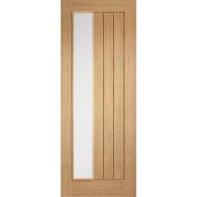 Oak Mexicano 1 Clear Light Panel Offset Pre-Finished Internal Door - 1981mm x 686mm - LPD Doors