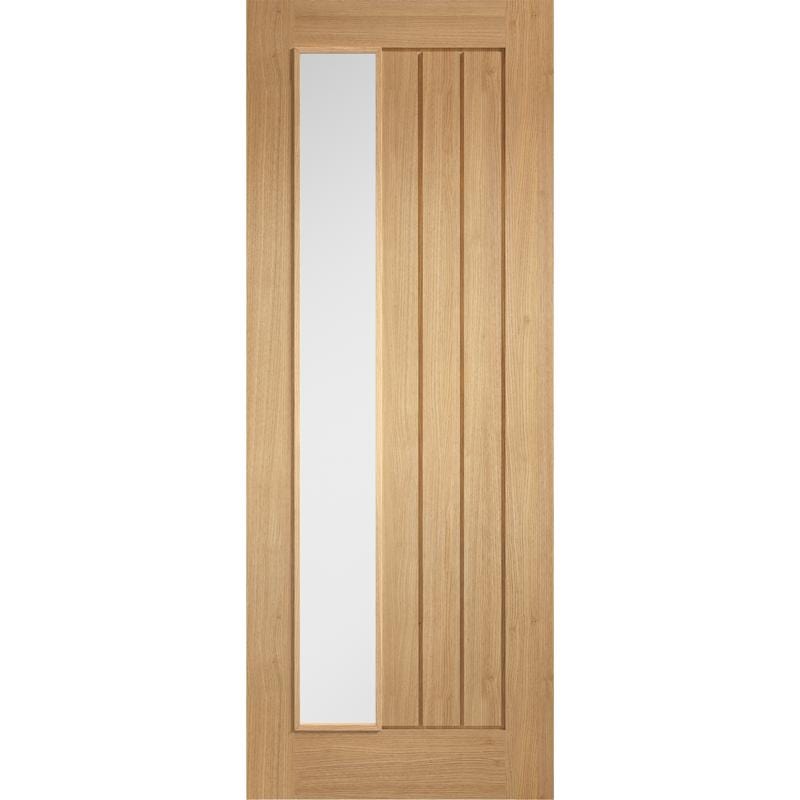 LPD Oak Mexicano 1 Frosted Light Panel Offest Pre-Finished Internal Door - All Sizes - LPD Doors