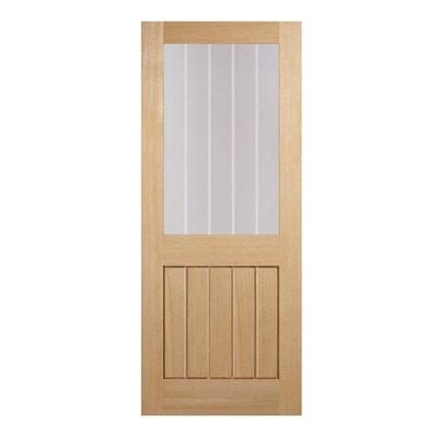 Oak Mexicano Half Light Glazed With Silkscreen Un-Finished Internal Fire Door FD30 - 1981mm x 762mm - LPD Doors