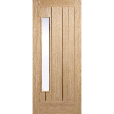 Newbury Oak Unfinished External Door w/ 1 Frosted Double Glazed Light Panel - 2032 x 813mm - LPD Doors