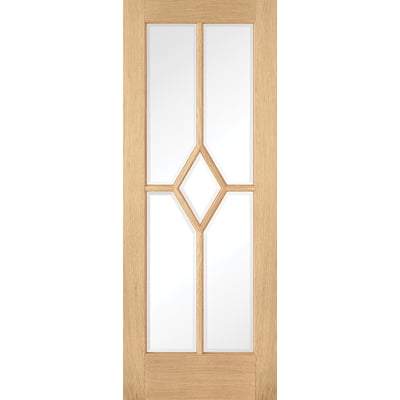 Oak Reims 5 Glazed Clear Panels (Diamond) Pre-Finished Internal Door - 1981mm x 838mm - LPD Doors