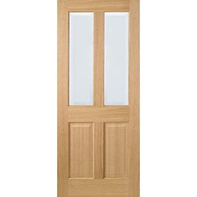 Oak Richmond 2 Glazed Clear Light Panels Pre-Finished Internal Door - 2040mm x 626mm - LPD Doors